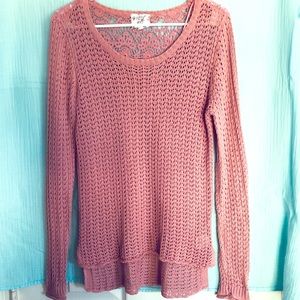 Hippie rose open knit crotchet sweater